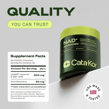 High Purity NAD Supplement for Anti-Aging, Energy Supplements, Focus - 60 Capsules